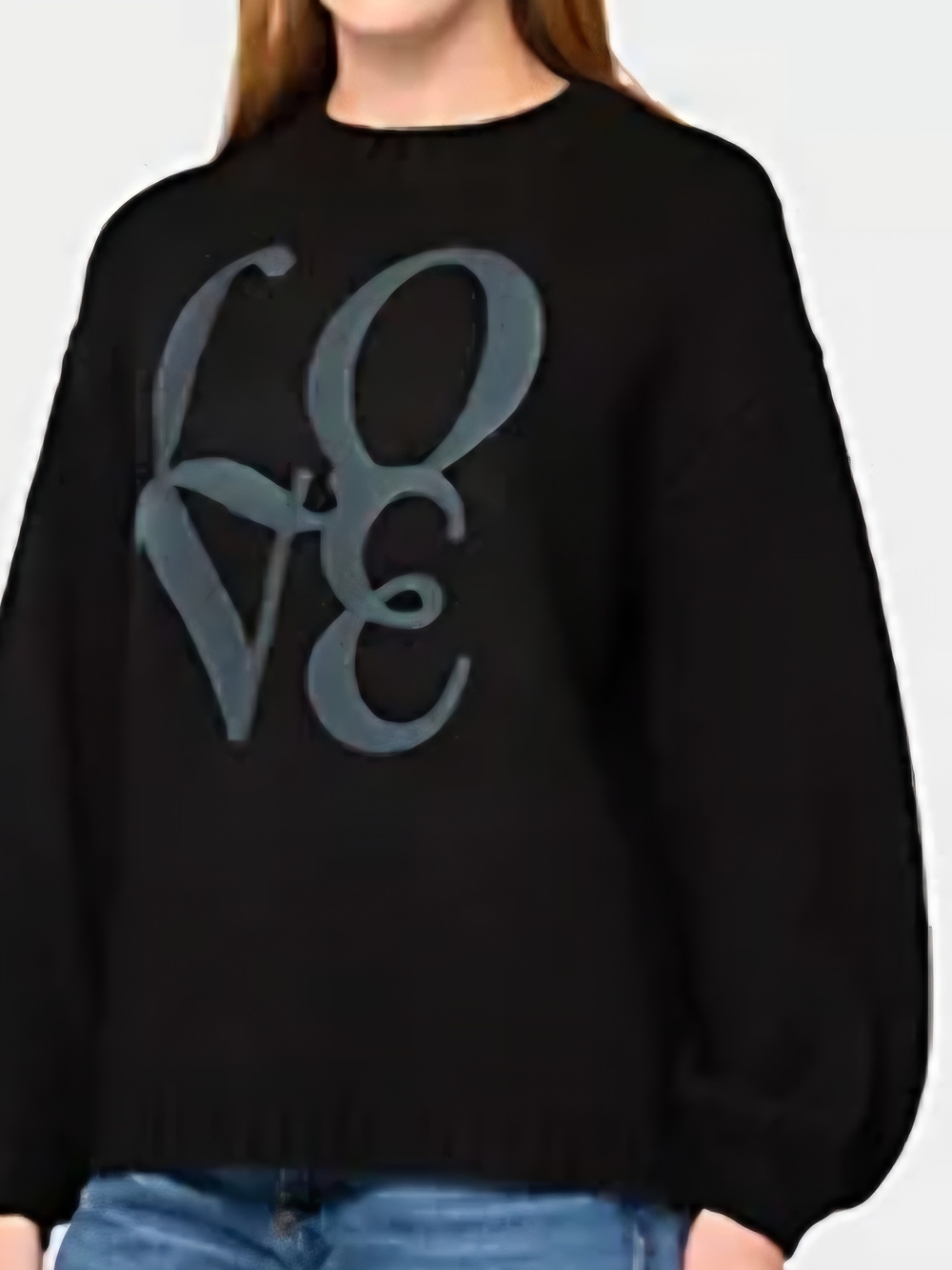 Love Graphic Black Women's Sweater